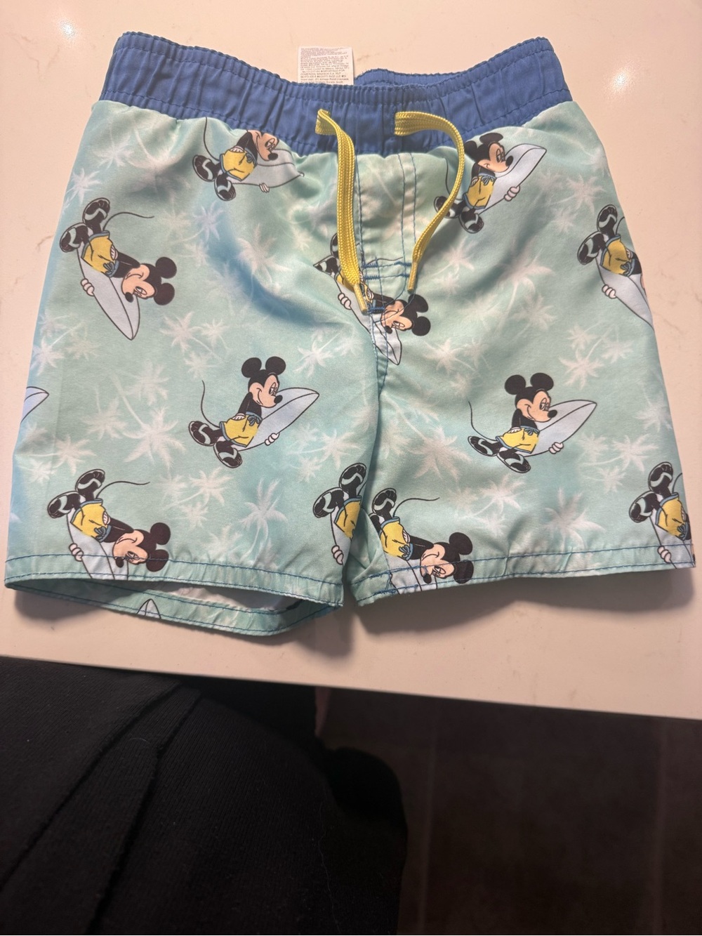 Disney Aqua Mickey Mouse Surf Swim Shorts with Blue Waistband